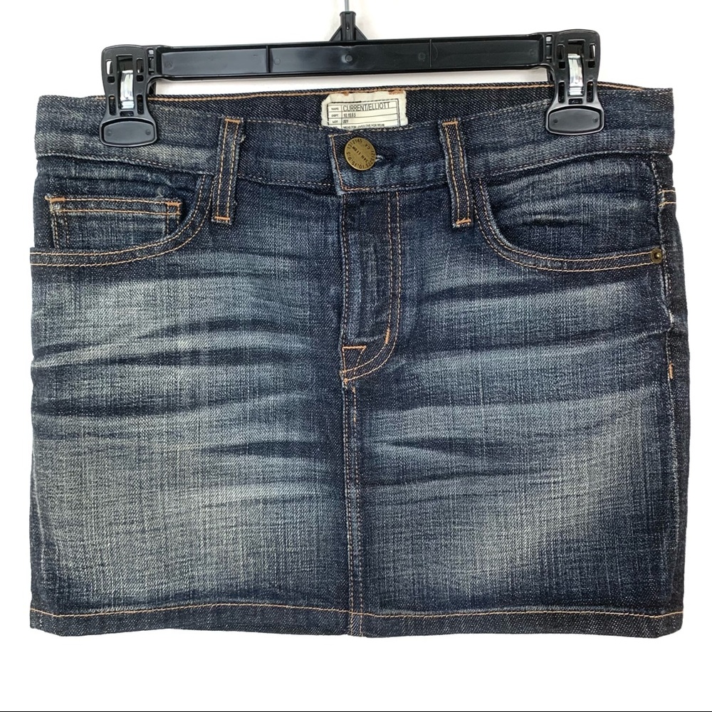 CURRENT/ELLIOTT 5 Pocket Denim Mini Skirt Indigo Sun Size 26 Y2K Retro